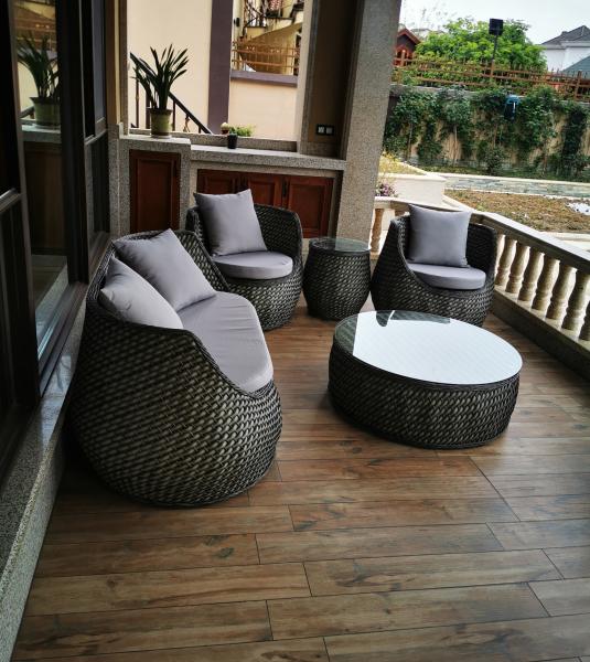 High-End Hand Knitted Chair Outdoor Villa Hotel Garden PE Rattan Sofa And Table Set