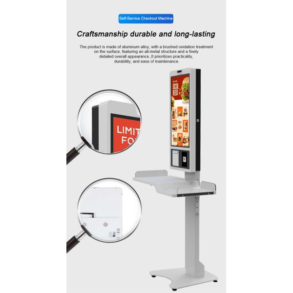 27 inch Android Floor Stand Ordering Kiosk Machine With Thermal Printer/QR Code/RFID
