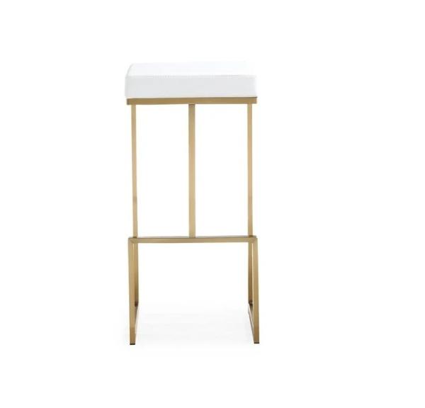 Modern brushed brass gold stainless steel PU leather upholster barstool for cafe bar hotel