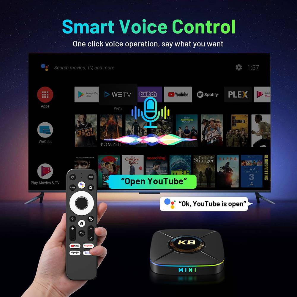 Voda 8K / 4K Smart TV Box Android 14 Bluetooth 5.0 8+128gb