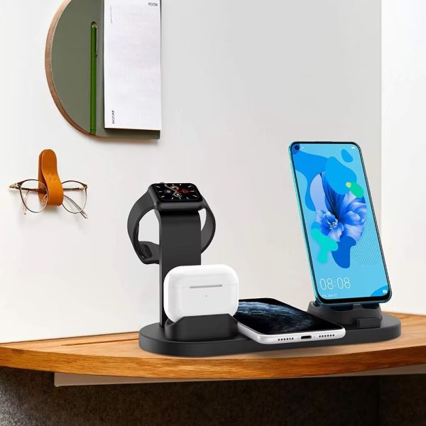 7 In 1 Phone Watch Earbud Charger Station 10W 5V/2A Wireless Multi Device Fast Charging Dock