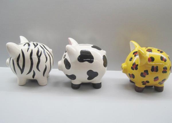Personalized Ceramic Piggy Banks Animal Pattern Free Hand Painted Novelty Design
