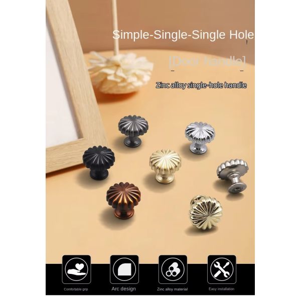 Single Hole Zinc Alloy Cabinet Knob Pumpkin Handle Small Single Grain Single Button Design for Dresser Wardrobe Use Direct