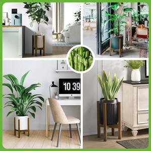 Rack de suporte de planta ajustável 100% bambu para plantas de interior