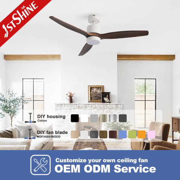 Decorative Ceiling Fan With Light Wooden Blade Quiet High Speed  DC Motor
