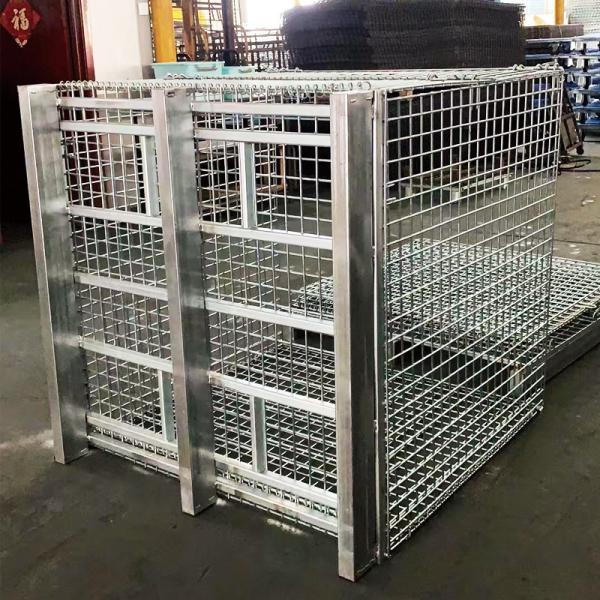 Container de malha de arame galvanizado Caixa de armazenamento dobrável Container de arame