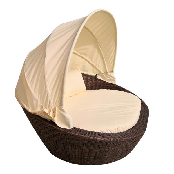 Balcony Rattan Lounge Daybed Sun Bed UV Resistance Courtyard Canopy Villa Patio Pool