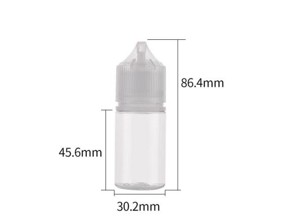 Pet plástico 30 ml E cigarro frasco de líquido com tampa à prova de adulteração infantil