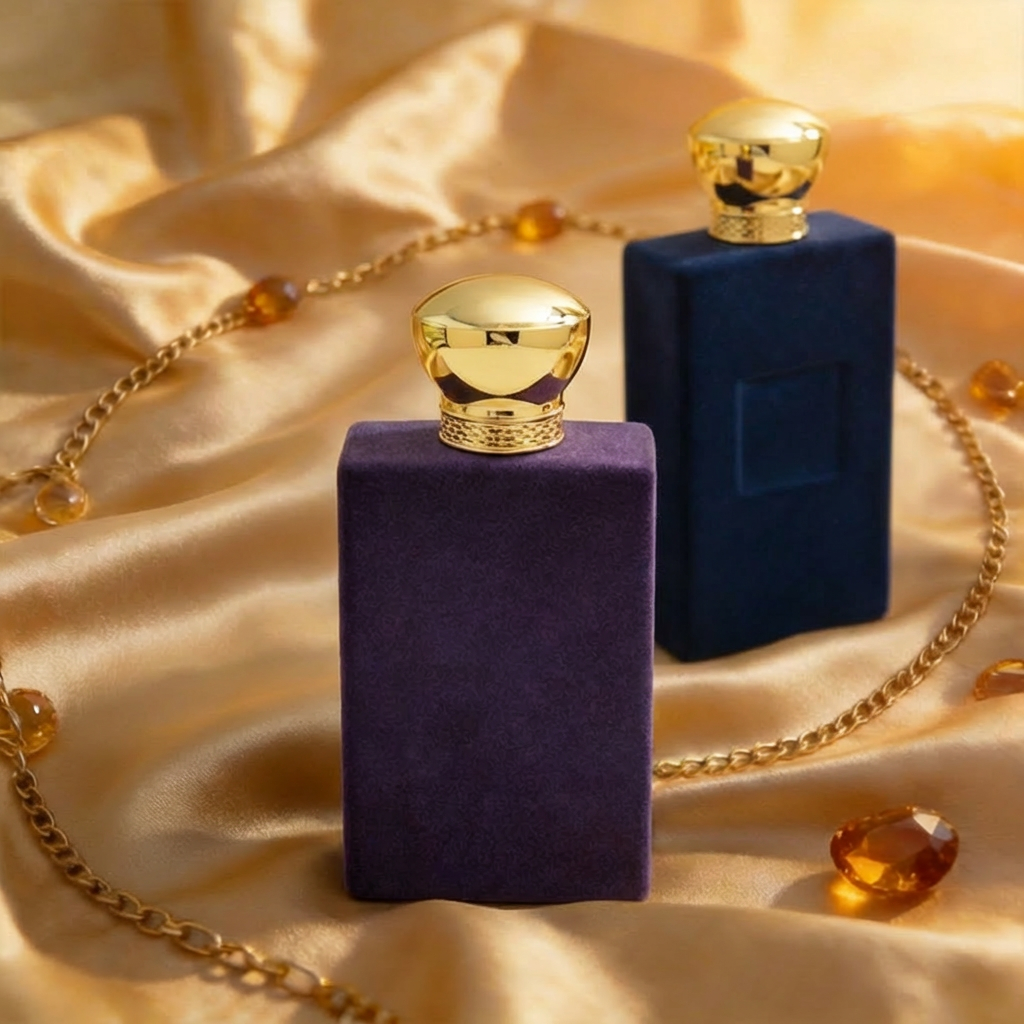 Anding Manufacturer Bulk Customizable Crimp Round Cap Velvet Refill Mist Quality 100 ml Rectangle Glass Empty Perfume Bottle