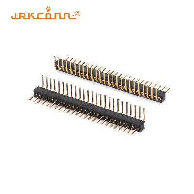 Plaqué en or à angle droit de 1,27 mm, tête d'en-tête, tête d'épingle mâle, connecteur d'en-tête à rangée unique