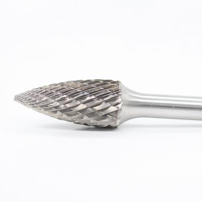 SG-5 Carbide Burr Tree Pointed-End Double Cut pour le broyeur à matrices 1/2 x 1 avec une tige de 1/4 