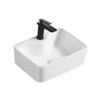 Cuenca de lavado de escritorio rectangular blanco Cuenca de la mesa de artículos sanitarios Lavabo de baño cerámico