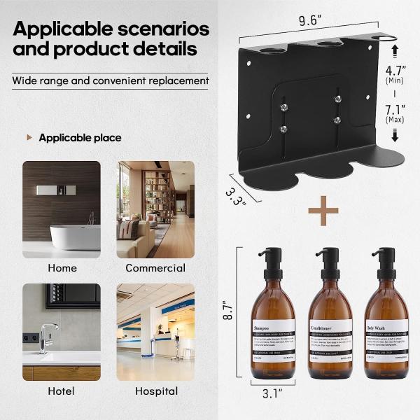 Stainless Steel Triple Shower Dispenser Holder Ideal for Homes and Refillable Bottles
