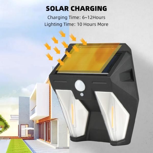 50000 Hours Lifespan Outdoor Solar Wall Light with Motion Sensor and LED Light Source