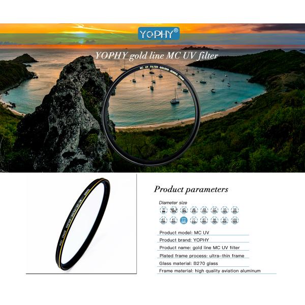 DSLR Camera Lens UV Filter HD Optical Glass With Aviation Aluminum Alloy Frame