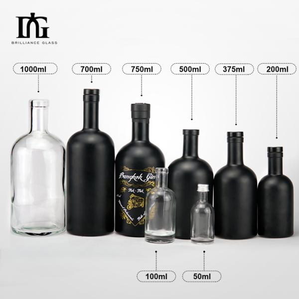 Round Empty Glass Liquor Wine Spirit Vodka Whisky Gin Brandy Bottles with Customized Corks