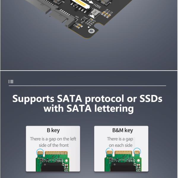 Dual M.2 NGFF Key B to SATA III Adapter for SSD Expansion