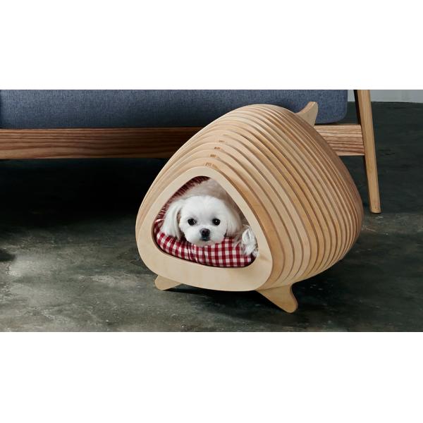 Wood Fishbone Round Cat House Cute Puppy Beds For Balcony Living Room