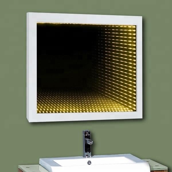 Rétroviseur 3D à l'infini monté sur le mur avec lumières LED et matériel de vis d'installation 1 sac