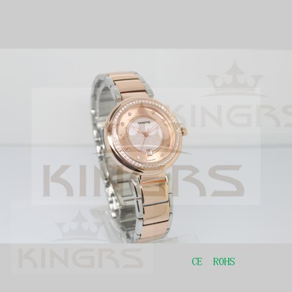 Two tone rose gold ladies Stainless Steel Watches 3 links wrapped band steel watch