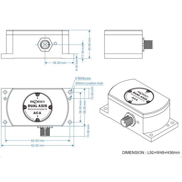 Ось ряда уклономера IP67 RS422 ±03/10/15/30° датчика наклона MODBUS двойная/одиночная