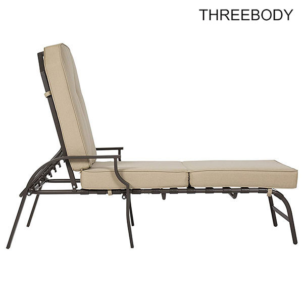 French Style Patio Chaise Lounge Chair , Beige Outdoor Chaise Lounge Chairs