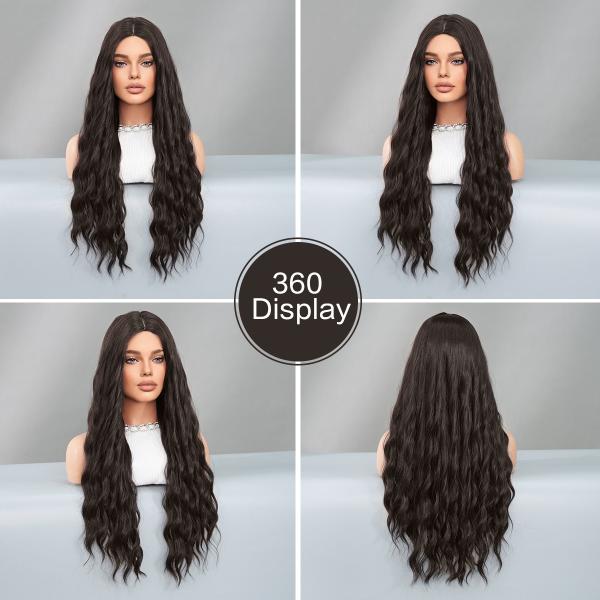 Fashion Long Deep Wave Hair Natural Black Synthetic Wigs For Women