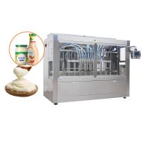 Máquina automática de enchimento de garrafa de vidro de 250 ml e 500 ml de creme de queijo e molho com aquecimento e mistura
