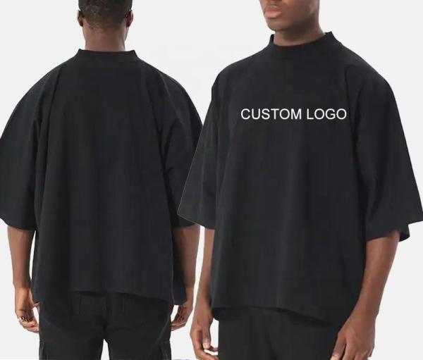 T-shirt personalizado com logotipo impresso em algodão de peso pesado de 250 gsm para roupas de rua unisex