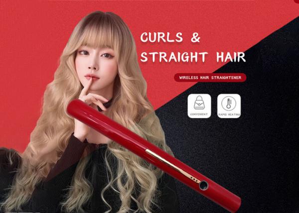 USB Rechargeable Cordless Ceramic Hair Straightener Curler For Travel