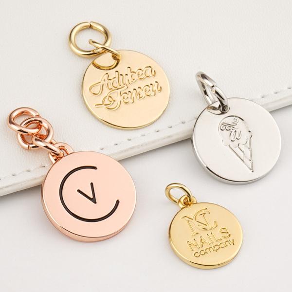 Personalized Rose Gold Metal Jewelry Tags For Necklace Custom Engraved Metal Pendant Charm