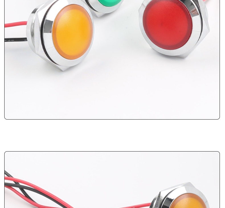 19mm LED Metal Indicator Light Ball Head Short Type Wire High-brightness Power Signal Light IP66 Waterproof 50000 Hours Lifespan