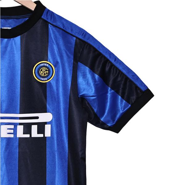Inter Milan 1999 Retro Home Football Jersey Classic Blue and Black Stripes