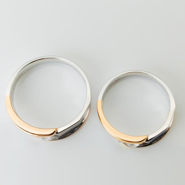 Double Color Built In Diamond 9g Unique Wedding Bands For Couples