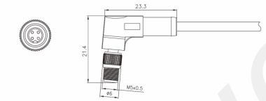 M5 Угловой мужской сверхуплавленный разъем 3/4pin Черный 20A сварщик IP67