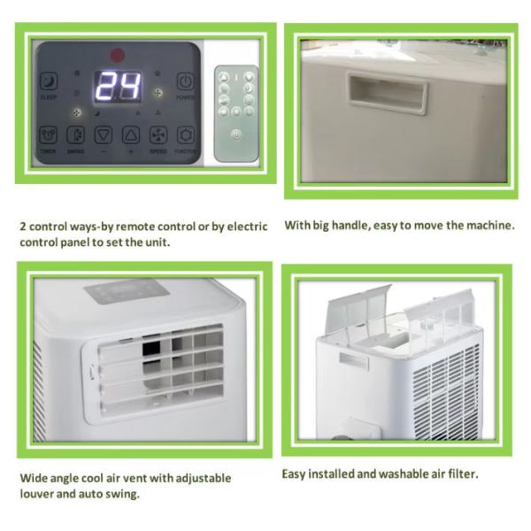 Small Portable Air Conditioner 9000 BTU with 360° Casters Washable Filter Heating Cooling Dehumidifying AC for Hotel Commercial