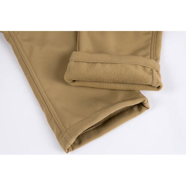 Men's Fleece Lined Tactical Cargo Pants with Zip Thigh Pocket and Partial Elastic Back Waist