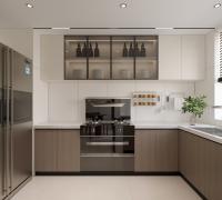 Armoires de cuisine peintes gris mat personnalisées pour maisons préfabriquées personnalisées