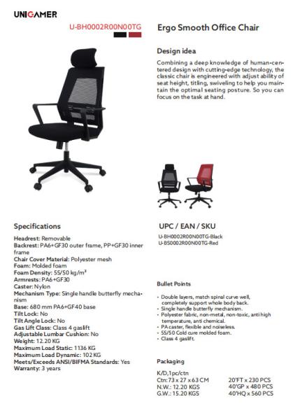 Nylon Base Ergonomic Desk Chair Black Ergo Mesh High Back  12.27 KGS