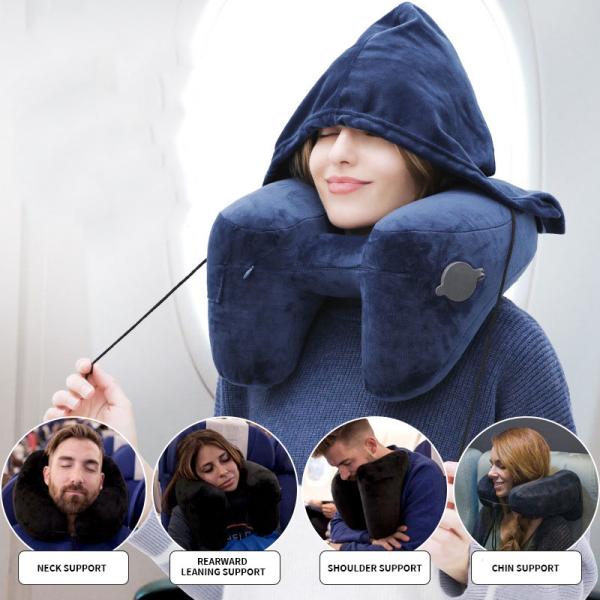 U Shaped Neck Support Travel Memory Foam Inflatable Comfortable Airplane Neck Pillow