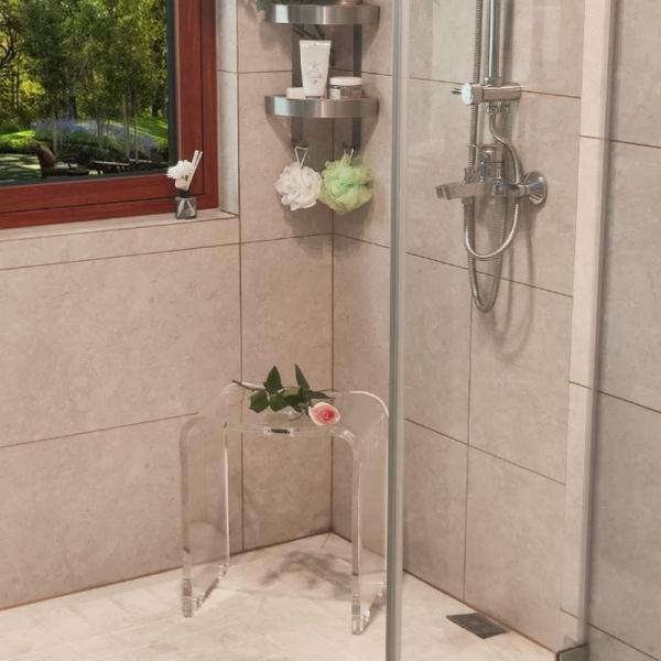 Durable and Transparent Acrylic Step Stool  Small Shower Stool for Entryway Shower Bathroom  Kitchen Bedroom, and Living Room