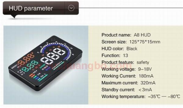 Ouchuangbo 5.5 inch multi colour auto HUD car head up display with bluetooht support  refuel RPM icon speed alarm