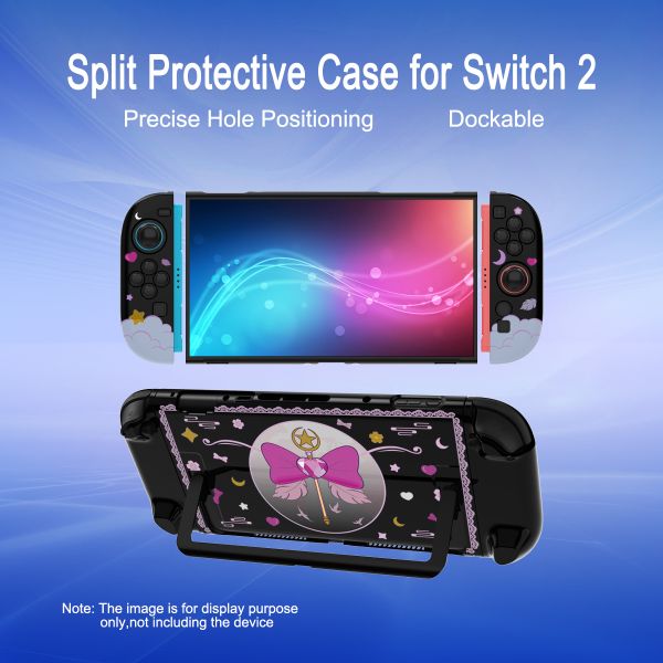 Cartoon Girly Print Detachable Hard Case for Nintendo Switch 2 / PC Gaming Devices - Two-Piece Protective Shell
