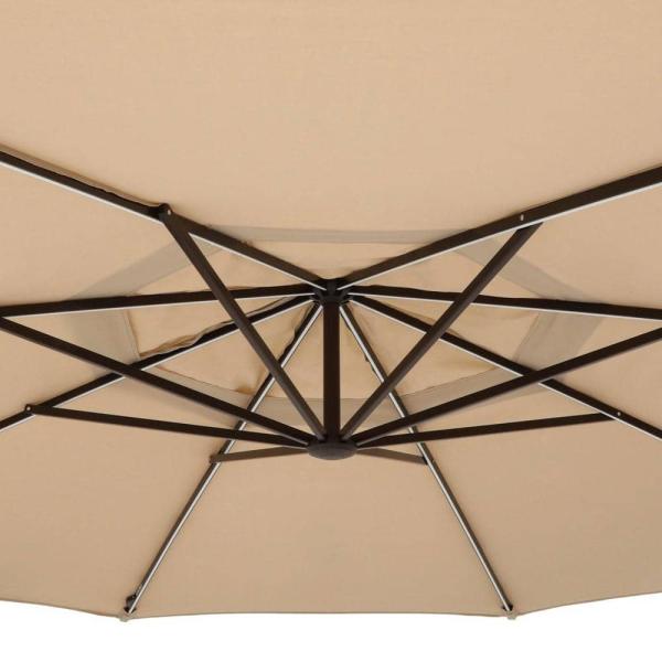 Outdoor Furniture AJUNION 11ft Waterproof Cantilever Umbrella with Solar Power LED