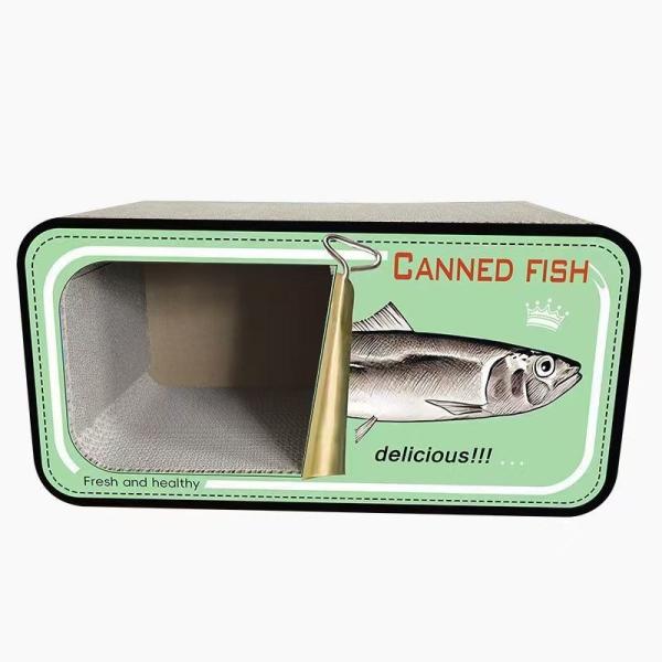 Customizable Foldable Fish Can Design Corrugated Cat Scratcher Bed High End Indoor Pet House Hot Selling