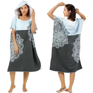 Cheap Bulk Custom Printed Microfiber Surf Hooded Poncho Beach Towel For Adults