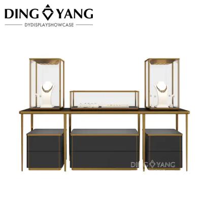 Modern Fashion Glass Exhibition Jewellery Showcase Jewellery Counter With Led Lights