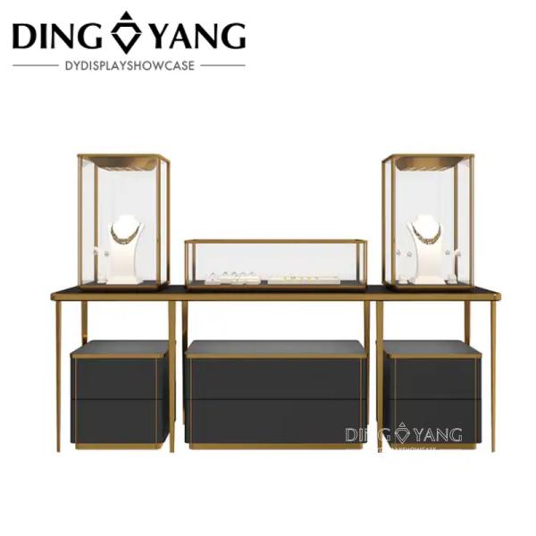 Современная модная стеклянная выставка ювелирные изделия витрина ювелирные изделия приставка с светодиодными фонарями