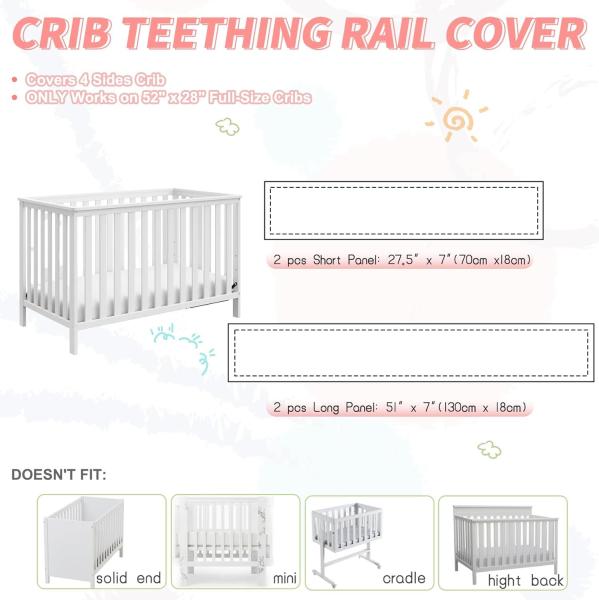Purple Polyester Baby Bed Rail Guard Cover 4-Piece Set