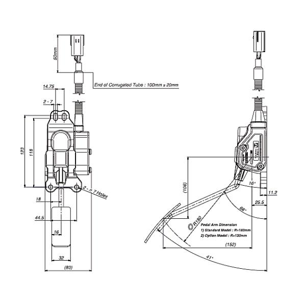 Pedal de freno electrónico de alto rendimiento Pedal suspendido de la serie TCS 7
